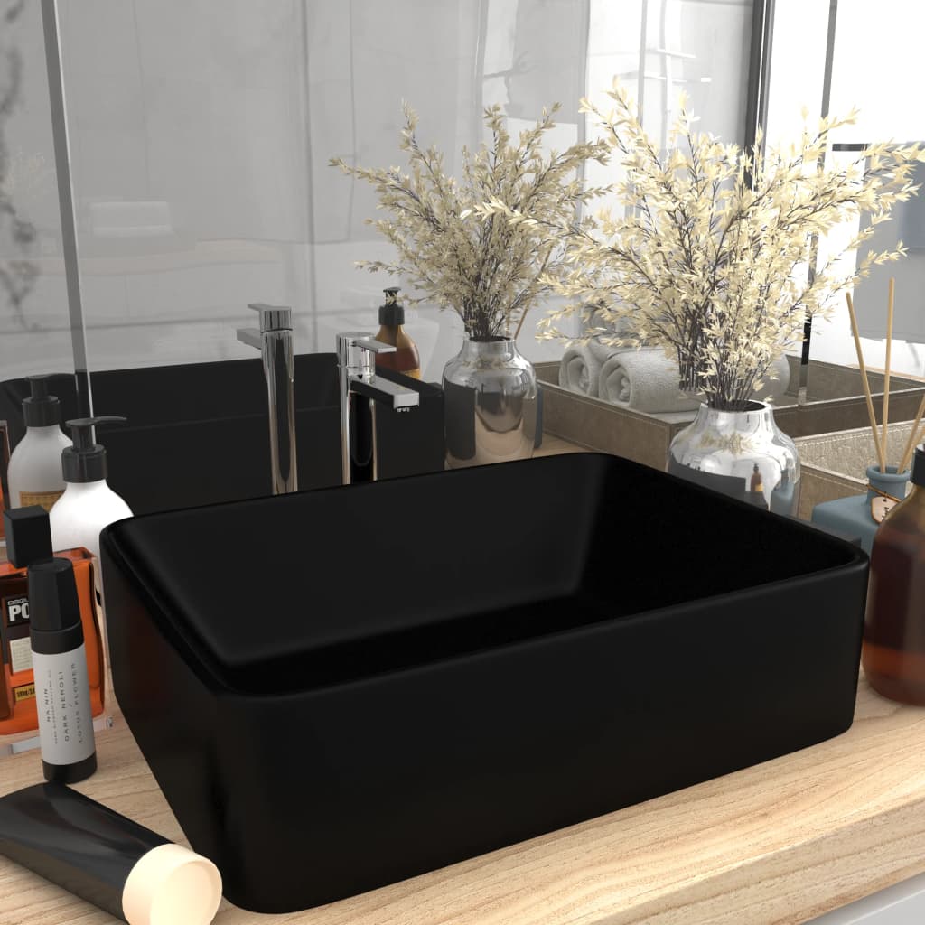 vidaXL Luxury Wash Basin Matte Black 41x30x12 cm Ceramic