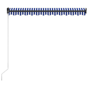 vidaXL Retractable Awning Manual 300 x 250 cm Blue and White