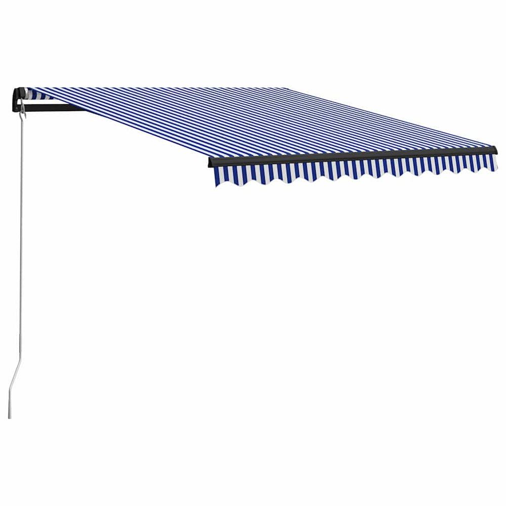 vidaXL Retractable Awning Manual 350 x 250 cm Blue and White