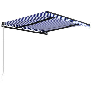 vidaXL Retractable Awning Manual 350 x 250 cm Blue and White