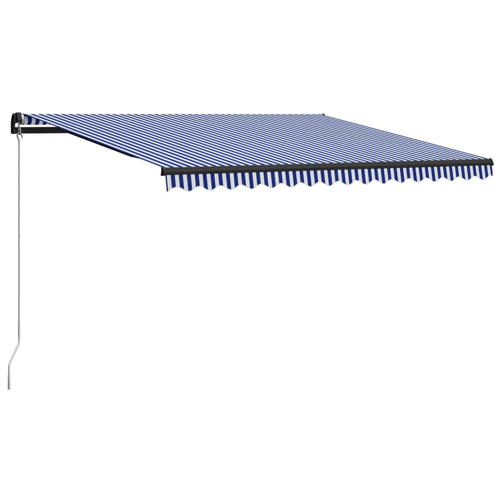 vidaXL Retractable Awning Manual 450 x 300 cm Blue and White