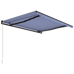 vidaXL Retractable Awning Manual 450 x 300 cm Blue and White