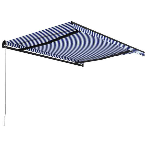 vidaXL Retractable Awning Manual 450 x 300 cm Blue and White
