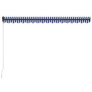 vidaXL Retractable Awning Manual 450 x 300 cm Blue and White
