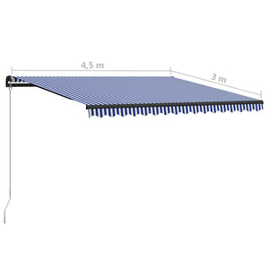 vidaXL Retractable Awning Manual 450 x 300 cm Blue and White