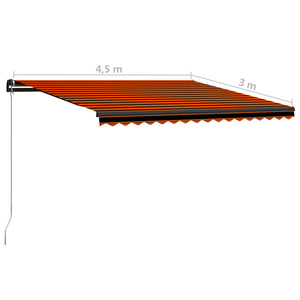 vidaXL Retractable Awning Manual 450 x 300 cm Orange and Brown