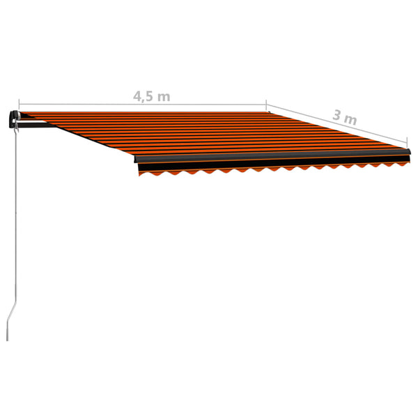 vidaXL Retractable Awning Manual 450 x 300 cm Orange and Brown