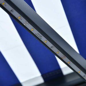 vidaXL Manual Retractable Awning with LED 300x250 cm Blue & White