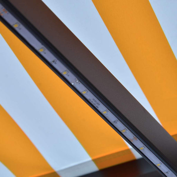 vidaXL Manual Retractable Awning with LED 300x250 cm Yellow & White