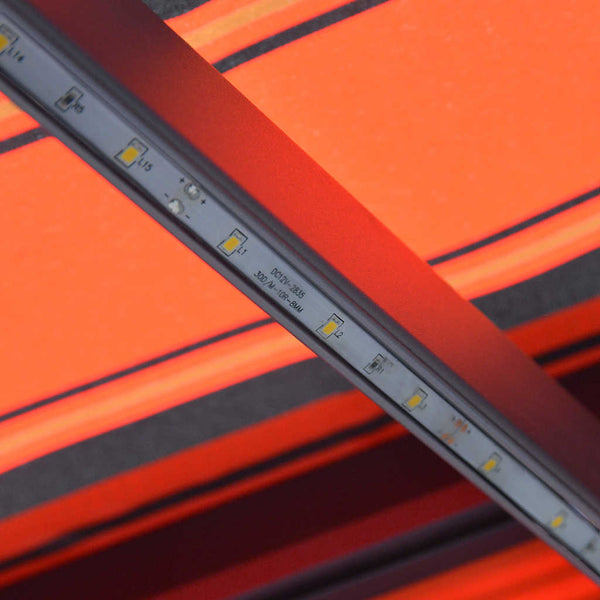 vidaXL Manual Retractable Awning with LED 300x250 cm Orange & Brown