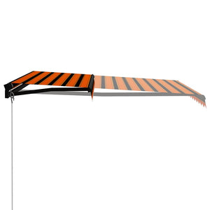 vidaXL Manual Retractable Awning with LED 350x250 cm Orange & Brown