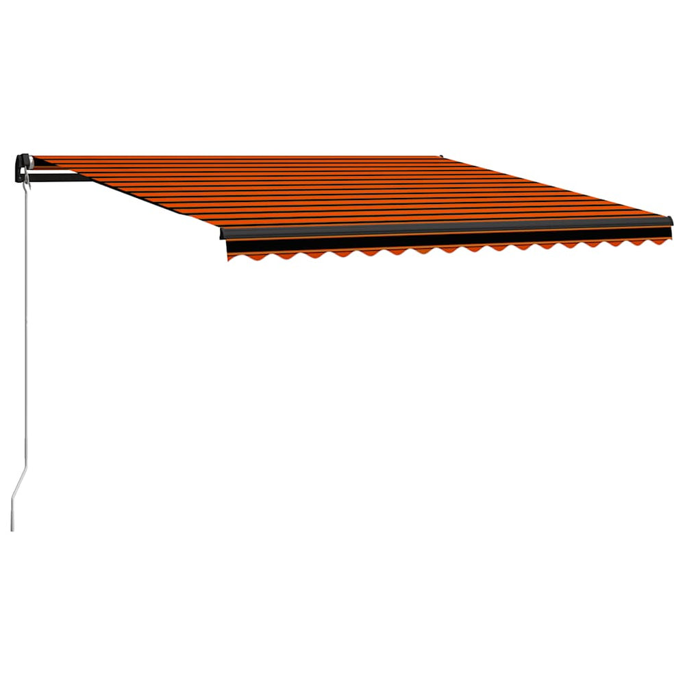 vidaXL Manual Retractable Awning with LED 450x300 cm Orange & Brown