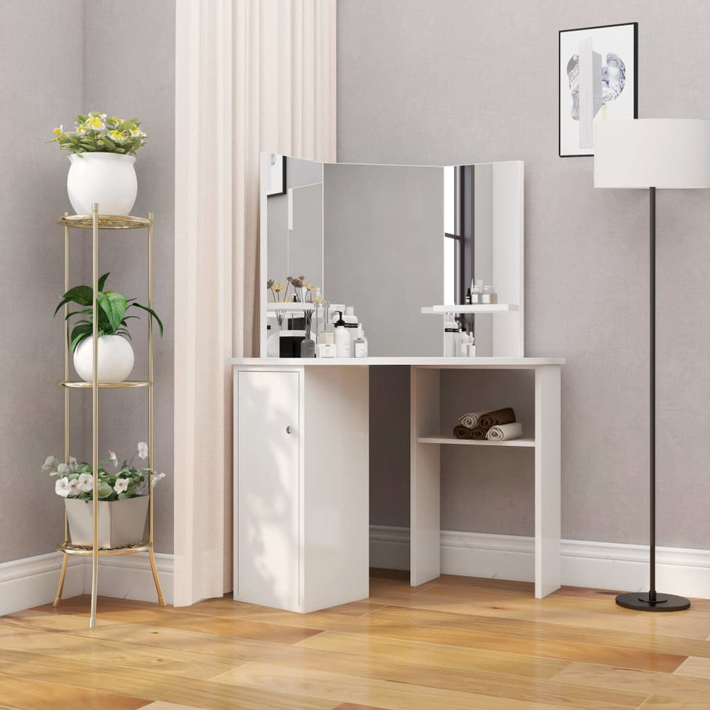 vidaXL Corner Dressing Table White