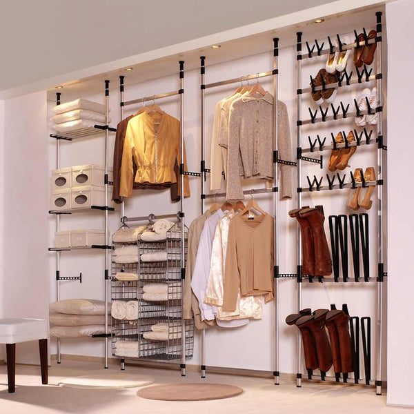 Teleskop Garderobe mit Stangen & Regal
