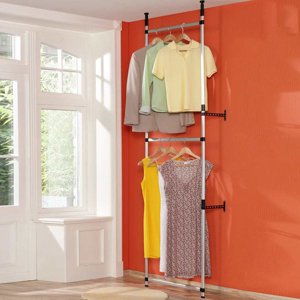 Teleskop Garderobe mit Stangen & Regal