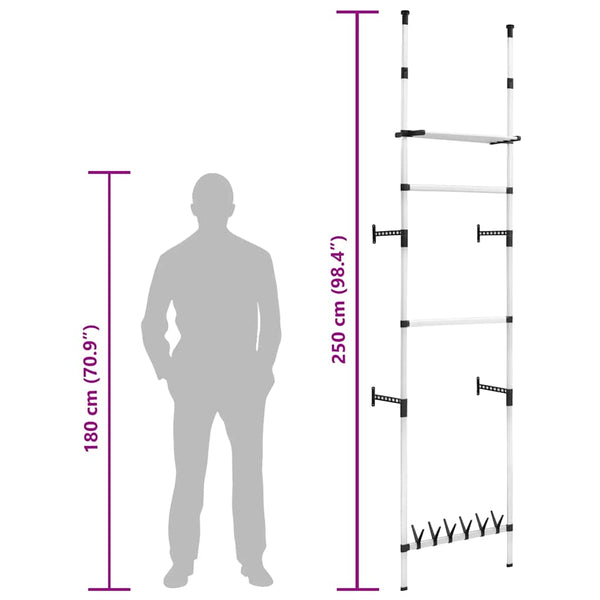 Teleskop Garderobe mit Stangen & Regal