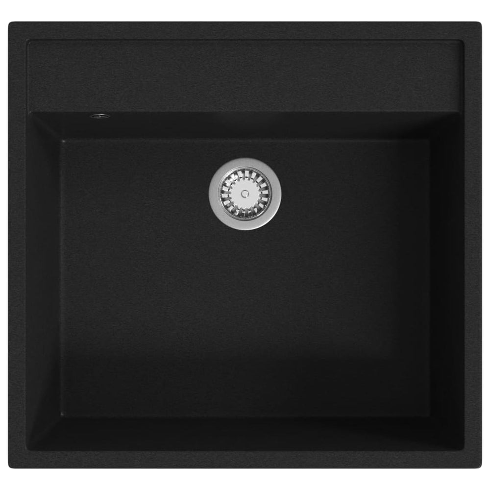 vidaXL Kitchen Sink with Overflow Black Granite