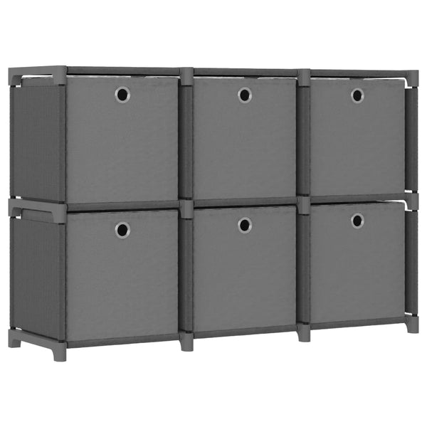 vidaXL Cube Storage Unit with 6 Boxes Grey 103x30x72.5 cm Fabric