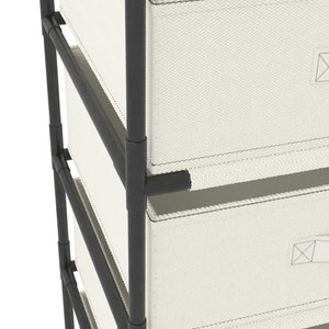 vidaXL Storage Rack with 4 Fabric Baskets Steel Cream