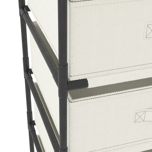 vidaXL Storage Rack with 4 Fabric Baskets Steel Cream