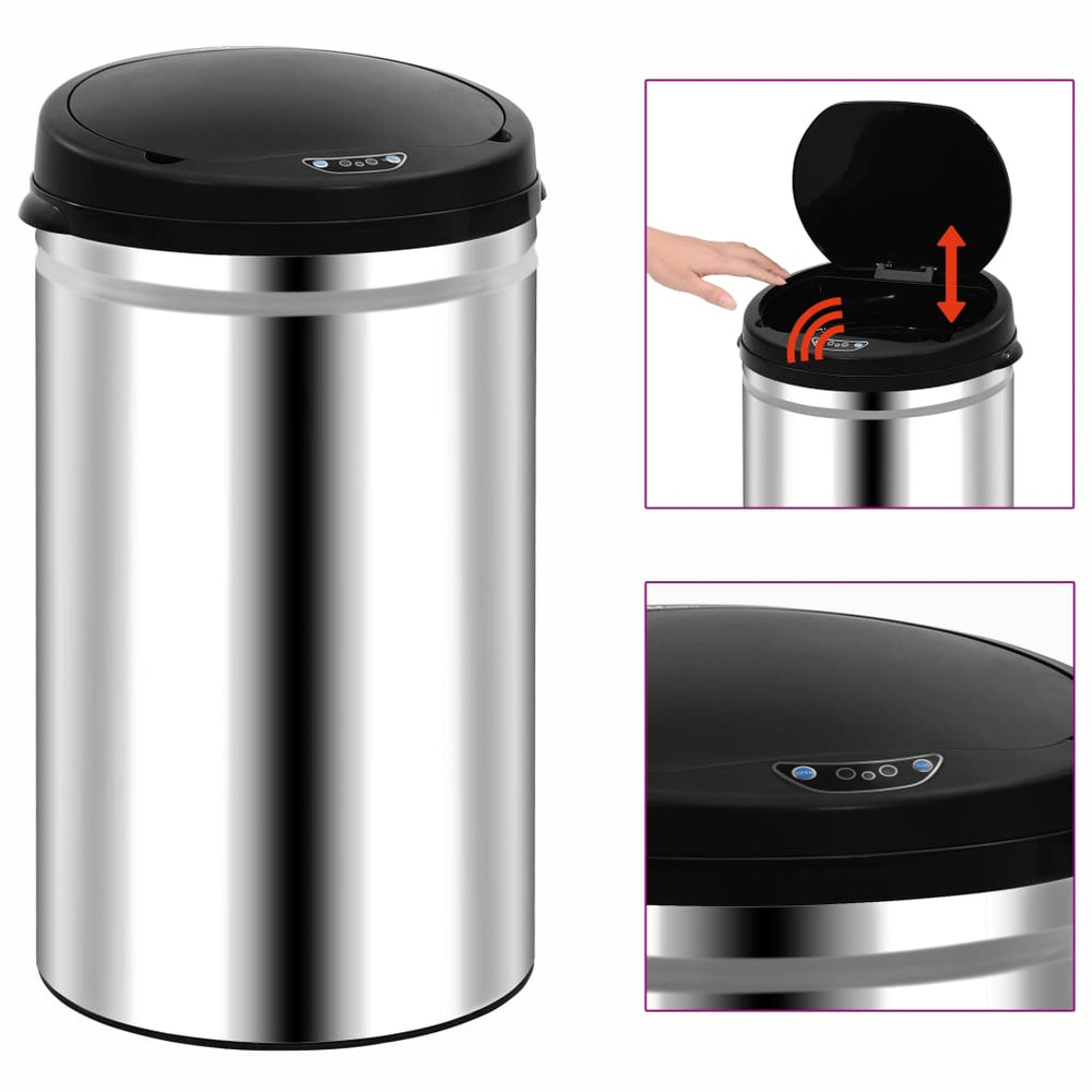 vidaXL Automatic Sensor Rubbish Bin 40 L Stainless Steel