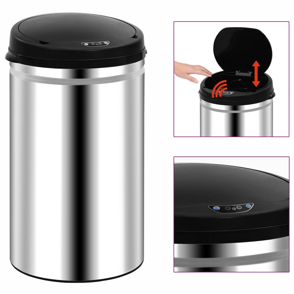 vidaXL Automatic Sensor Rubbish Bin 40 L Stainless Steel