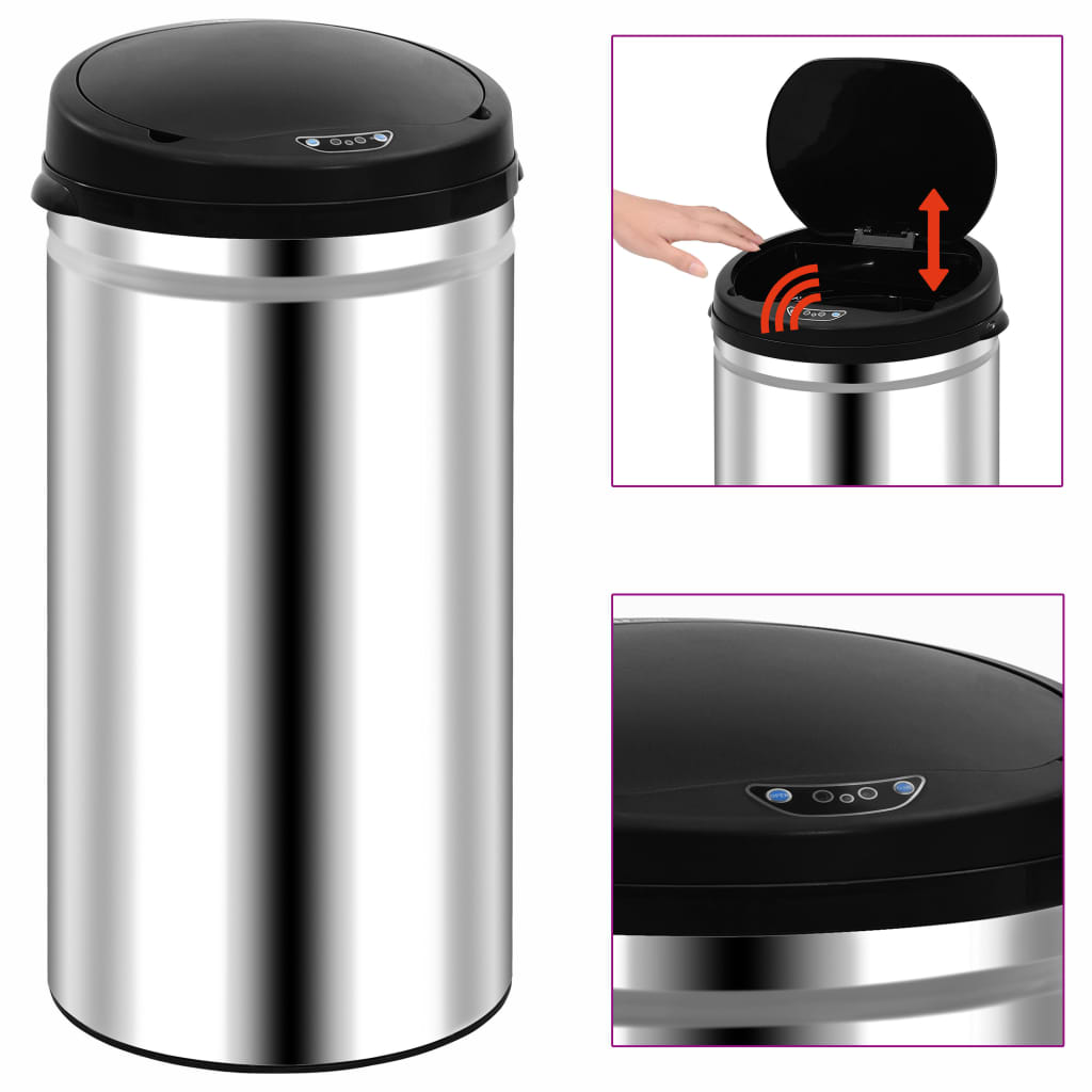 vidaXL Automatic Sensor Rubbish Bin 50 L Stainless Steel