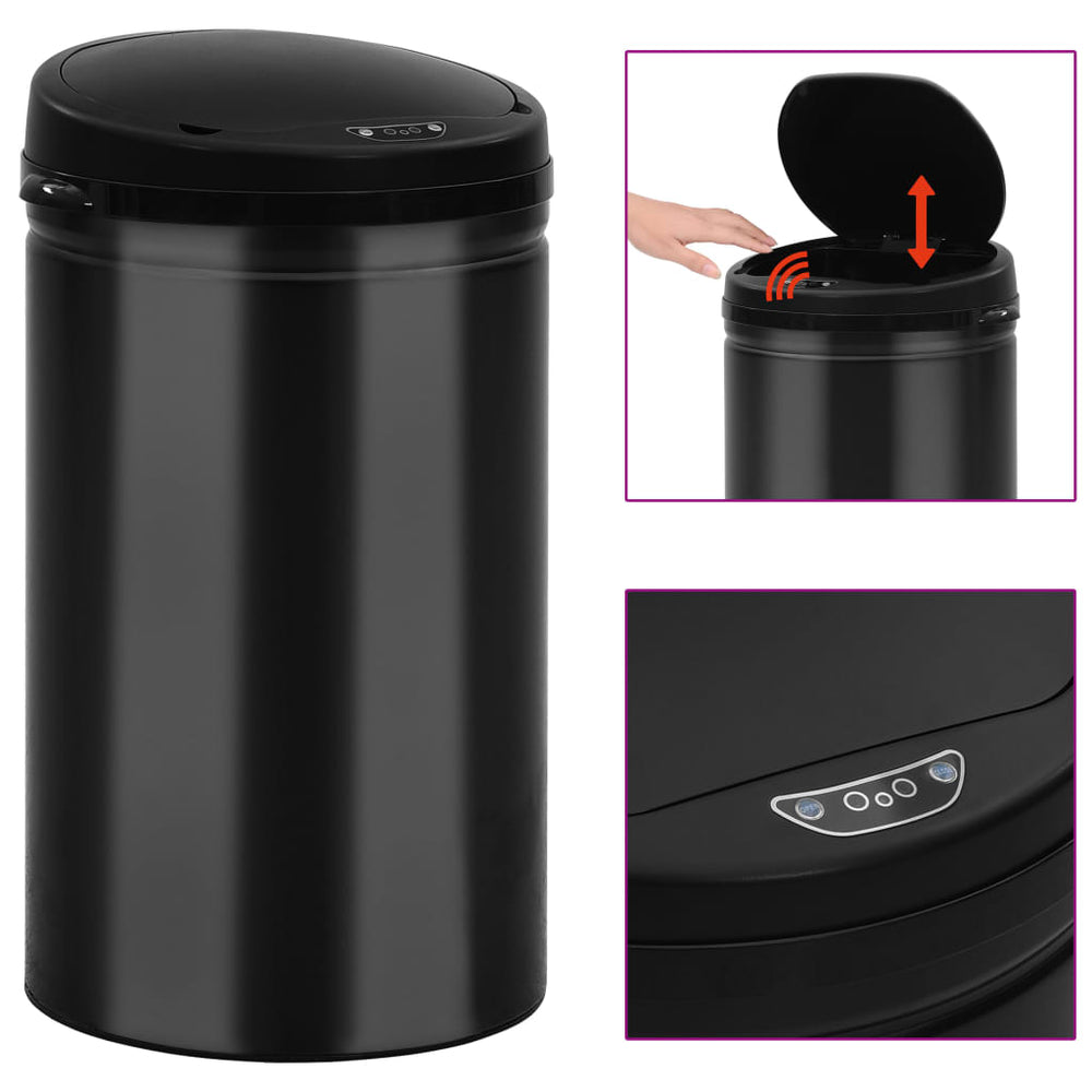 vidaXL Automatic Sensor Rubbish Bin 40 L Carbon Steel Black