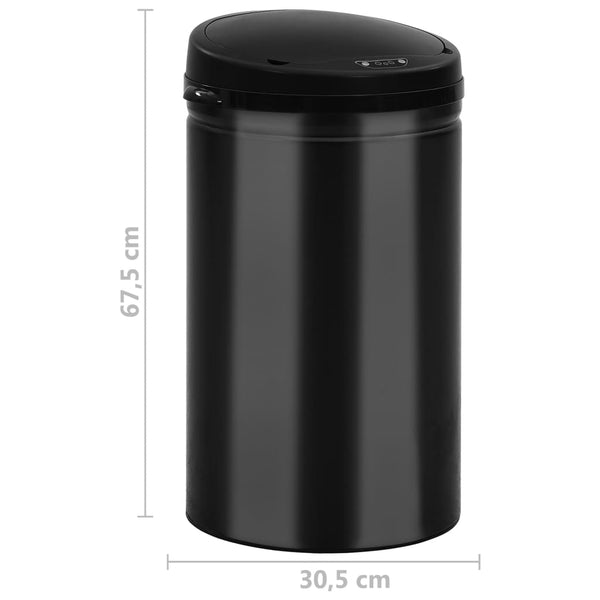 vidaXL Automatic Sensor Rubbish Bin 40 L Carbon Steel Black