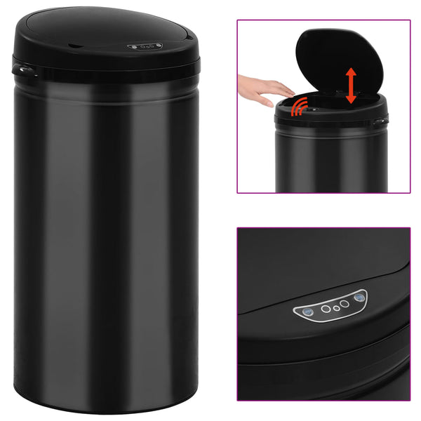 vidaXL 50 L Automatic Sensor Bin Carbon Steel Black