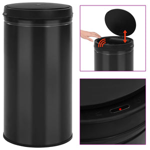 vidaXL Automatic Sensor Rubbish Bin 60 L Carbon Steel Black