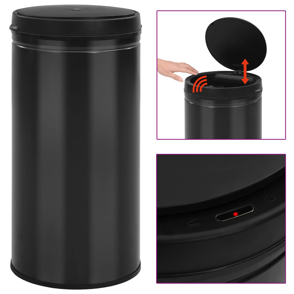 vidaXL Automatic Sensor Rubbish Bin 70 L Carbon Steel Black