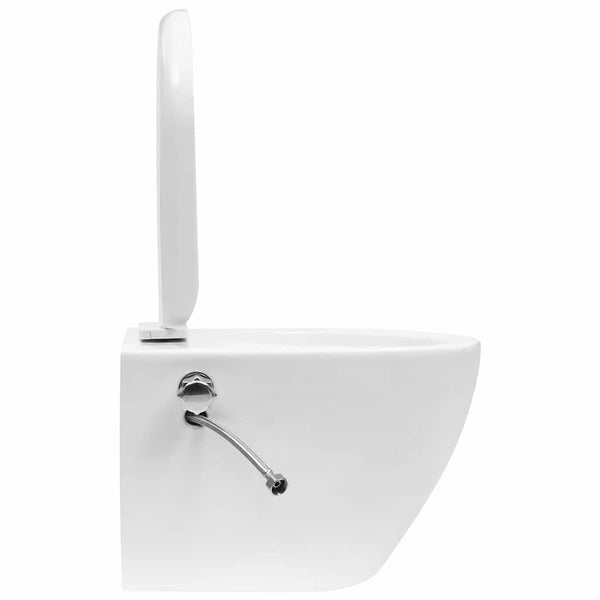vidaXL Rimless Wall-Mounted Toilet with Concealed Cistern Ceramic White