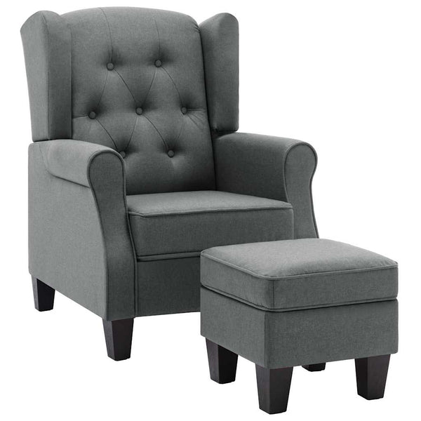 vidaXL Armchair with Footstool Light Grey Fabric