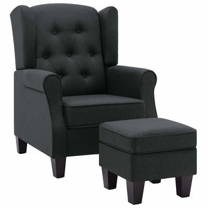 vidaXL Armchair with Footrest Dark Grey Fabric