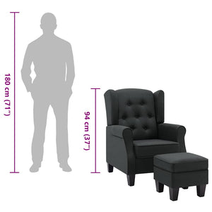 vidaXL Armchair with Footrest Dark Grey Fabric