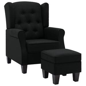 vidaXL Armchair with Footstool Black Fabric