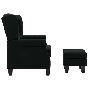 vidaXL Armchair with Footstool Black Fabric