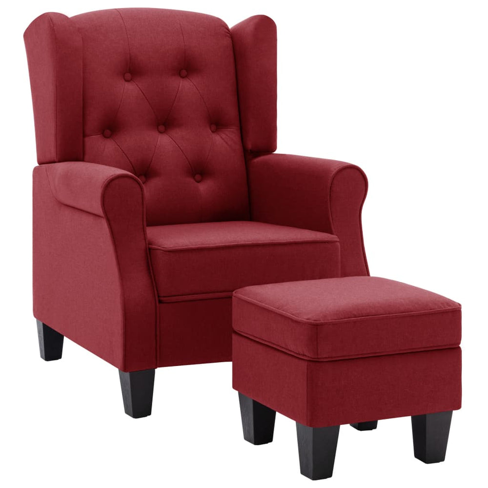 vidaXL Armchair with Footrest Wine Red Fabric