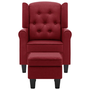 vidaXL Armchair with Footrest Wine Red Fabric