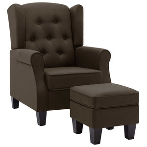 vidaXL Armchair with Footrest Brown Fabric
