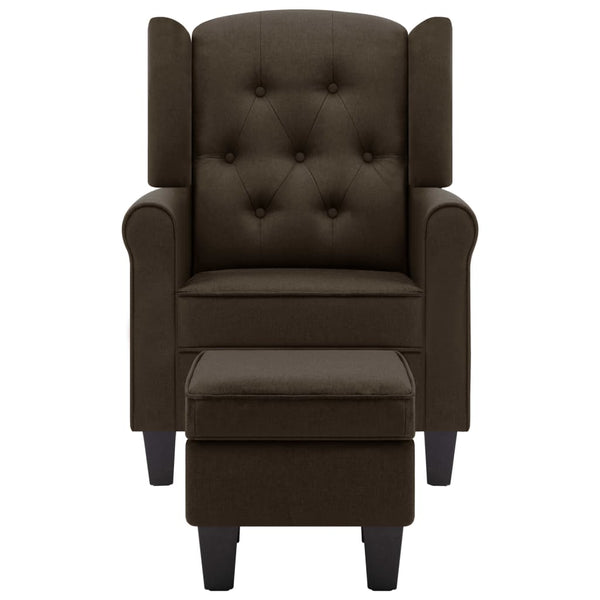 vidaXL Armchair with Footrest Brown Fabric