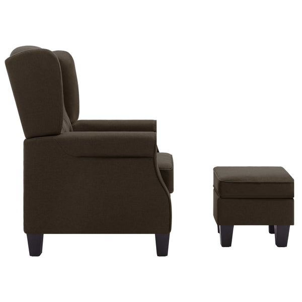 vidaXL Armchair with Footrest Brown Fabric