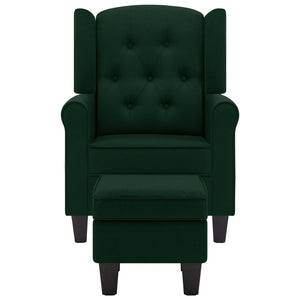 vidaXL Armchair with Footstool Dark Green Fabric
