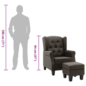 vidaXL Armchair with Footstool Taupe Fabric