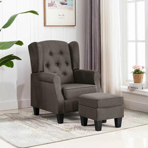 vidaXL Armchair with Footstool Taupe Fabric
