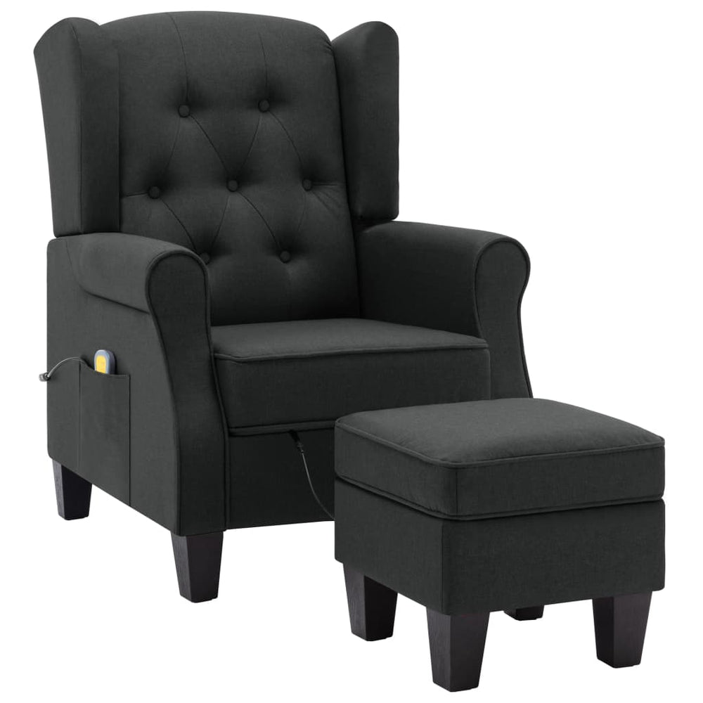 vidaXL Massage Armchair with Footrest Dark Grey Fabric