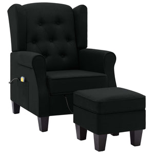 vidaXL Massage Recliner with Footrest Black Fabric