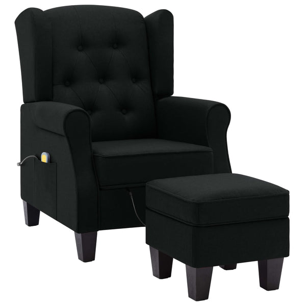 vidaXL Massage Recliner with Footrest Black Fabric