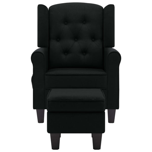 vidaXL Massage Recliner with Footrest Black Fabric